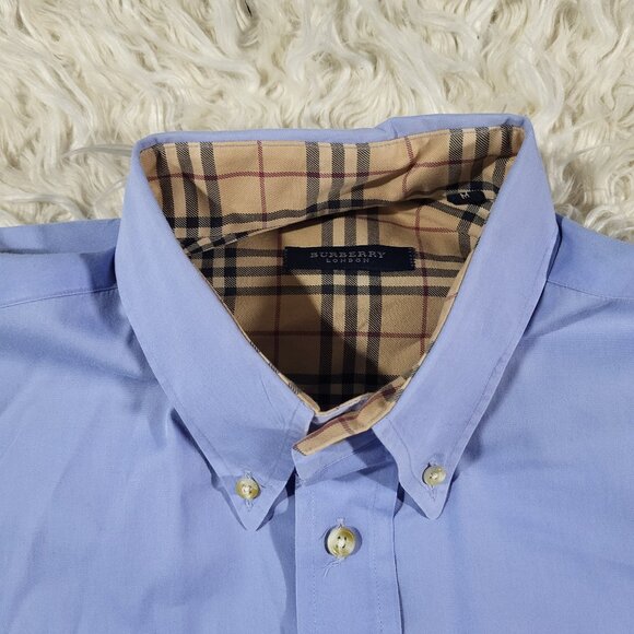 Burberry London Button Down Long Sleeve Blue Shirt - Size M - Picture 5 of 16